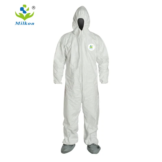 Weiß 50 Stück pro Karton M, L, XL, XXL, Xxxl, Xxxxl Schutz-SMS-Hazmat-Chemikalienschutzanzug