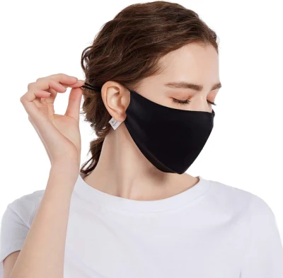 Seiden-Gesichtsmaske, schwarz, sportlich, wiederverwendbar für Erwachsene, waschbar, atmungsaktiv, Designer-Stoffmaske, Damen und Herren, Ohrbügel, Mund-Nasen-Abdeckung, Geschenke, hübsch